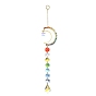 Glass Teardrop Pendant Decorations, Hanging Suncatchers, with Octagon Glass Link and Natural Gemstone, for Home Decorations