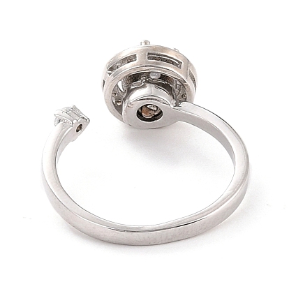 Плоское круглое вращающееся открытое кольцо для женщин, латунные кубические циркониевые кольца-спиннеры, регулируемое кольцо манжеты для снятия стресса