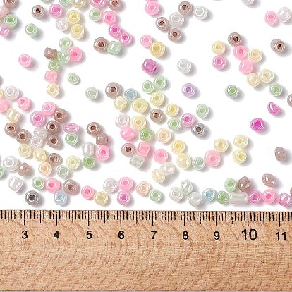 Perles de rocaille en verre, ceylan rond, couleur mixte