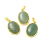 Gemstone Pendants, Oval Charms, with Rack Plating Golden Plated Brass Findings, Lead Free & Cadmium Free