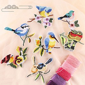 Pájaros tela de bordado computarizada coser en parches, accesorios de vestuario