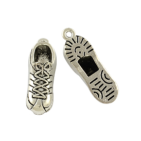Tibetan Style Zinc Alloy Pendants, Sneakers, Lead Free & Cadmium Free, 27.3x9x7.5mm, Hole: 1.5mm, about 166pcs/500g