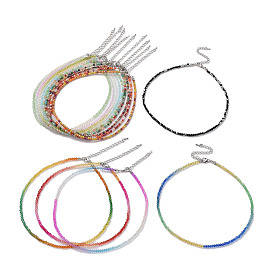 Collier de perles de verre rondelle à facettes pour femme, avec des agrafes en alliage