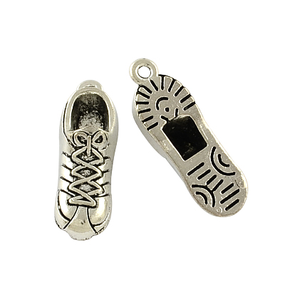 Pendentifs en alliage de zinc de style tibétain, chaussures de tennis, sans plomb et sans cadmium, 27.3x9x7.5mm, Trou: 1.5mm, environ166 pcs / 500 g