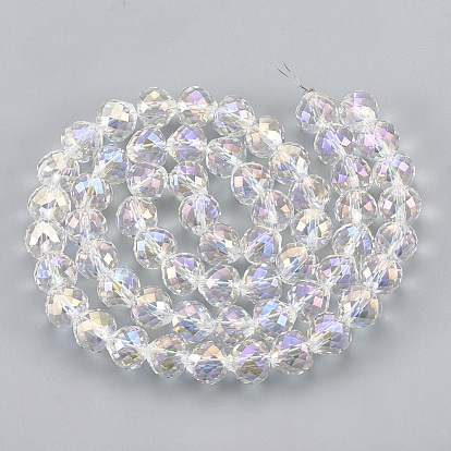 Electroplate Glass Beads Strands, Faceted, Heart