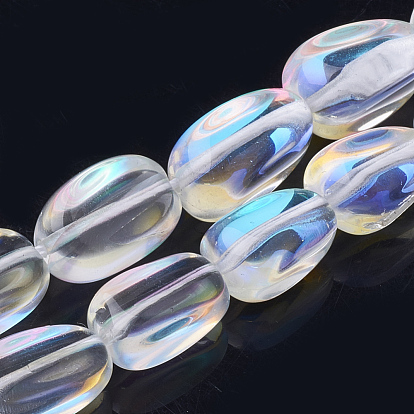 Brins synthétiques de perles de lune, perles holographiques, pierre tombée, teint, nuggets