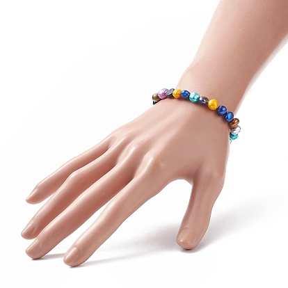 Bracelet extensible en perles de perles naturelles teintes pour enfants