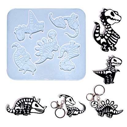 Moules à pendentif en silicone, squelette de dinosaure, bricolage, moules de résine, pour la résine UV, fabrication de bijoux en résine époxy