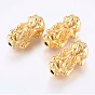 Matted Brass Beads, Real 18K Gold Plated, Dragon