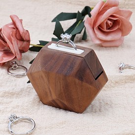 Rotatable Wood Rings Storage Boxes, Hexagon