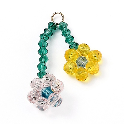Pendentifs tissés en perles de verre faites à la main, en laiton Anneaux, pour l'artisanat de fabrication de bijoux de bricolage, fleur