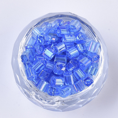 6/0 perlas de cristal de la semilla, colores transparentes arco iris, agujero cuadrado, cubo