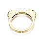 Brass Micro Pave Clear Cubic Zirconia Cuff Rings, Open Rings, Nickel Free, Bear