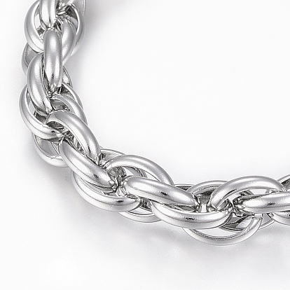 201 Stainless Steel Rope Chain Bracelets, with Lobster Claw Clasps