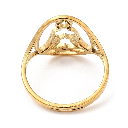 304 anillo ajustable humano hueco de acero inoxidable para mujer