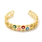 Bracelet manchette ouvert mauvais œil en émail coloré avec zircone cubique, bijoux en laiton pour femmes