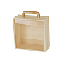 Wooden Storage Boxes, with Plastic Transparent Cover and Wooden Handle, Square
