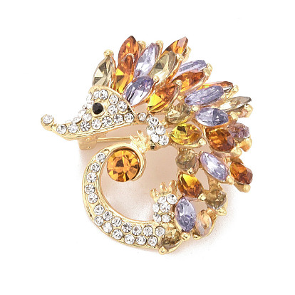 Rhinestone Hedgehog Badge, Animal Alloy Lapel Pin for Backpack Clothes, Golden