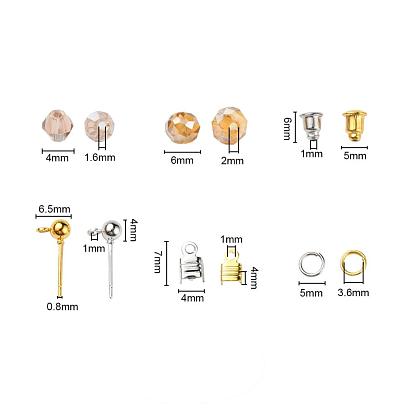 DIY Jewelry Making Kits, Including Round ABS Plastic Imitation Pearl Beads, Iron Findings and Elastic Crystal Thread