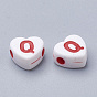 Craft Style Acrylic Beads, Horizontal Hole, Heart with Initial Letter
