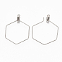 304 Stainless Steel Wire Pendants, Hoop Earring Findings, Hexagon