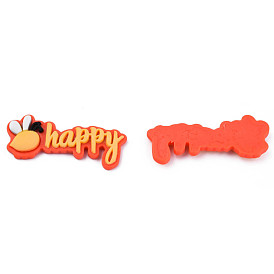 Opaque Resin Cabochons, Word Happy