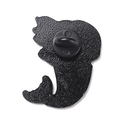 Pin de esmalte de esqueleto de sirena, insignia de aleación de halloween para ropa de mochila, electroforesis negro
