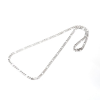 304 Stainless Steel Figaro Chains Jewelry Sets, Necklaces and Bracelets, with Lobster Claw Clasps, Faceted, 23.6 inch (599mm), 210mm(8-1/4 inch )x4.5mm