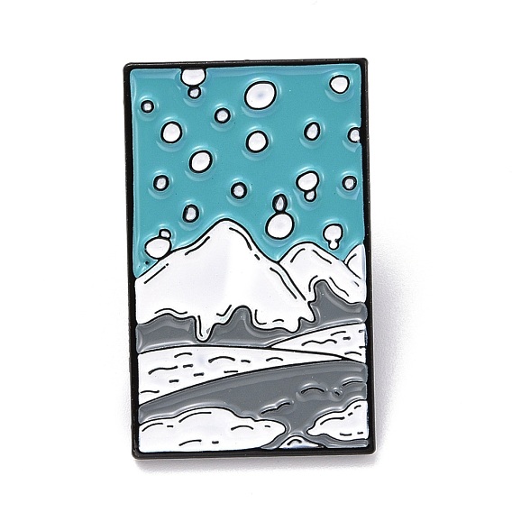 Снежная гора эмалированная булавка, прямоугольная брошь из эмалевого сплава с декорациями для одежды на рюкзак, электрофорез черный