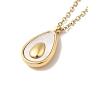 Natural Shell Teardrop Pendant Necklace with 304 Stainless Steel Cable Chains for Women