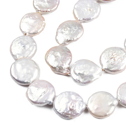 Cuentas de perlas keshi de perlas barrocas naturales redondas planas hebras, perla cultivada de agua dulce, 17~19x3~8 mm, agujero: 0.8 mm, sobre 20 unidades / cadena, 14.9 pulgada