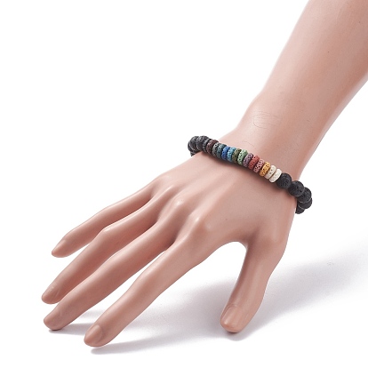 Bracelet extensible perlé en pierre de lave naturelle, bijoux de pierres précieuses d'huile essentielle pour les femmes