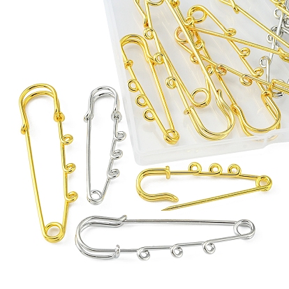 16Pcs 8 Style Stainless Steel Safety Pins Brooch Findings, Kilt Pins with 3 Loop