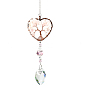Big Pendant Decorations, Hanging Sun Catchers, with Gemstone Beads and K9 Crystal Glass, Heart with Tree of Life