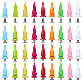 45Sets 9 Colors Zinc Alloy Rivets, with Iron Screw, Cone