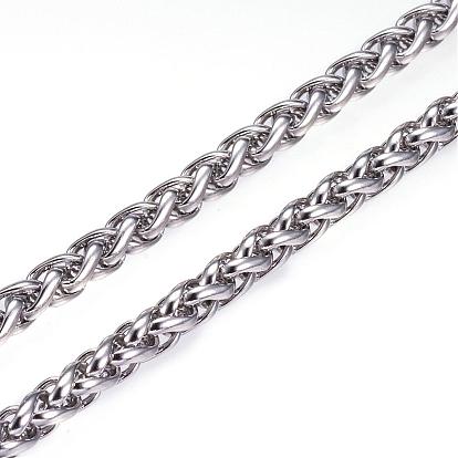 304 Stainless Steel Necklaces, with Clasps, Wheat Chain Necklaces