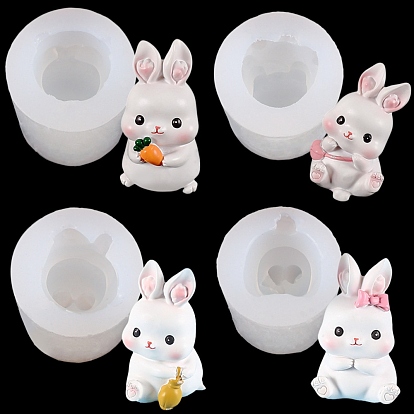 DIY Easter Rabbit Figurine Display Silicone Molds, Resin Casting Molds, for UV Resin & Epoxy Resin Craft Making