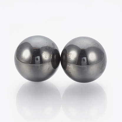 Magnétiques perles synthétiques d'hématite, sphère de pierres précieuses, pas de trous / non percés, ronde