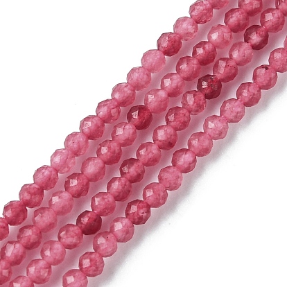 Natural Malaysia Jade Beads Strands, Faceted, Dyed, Round