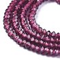 Natural Garnet Beads Strands, Faceted, Bicone
