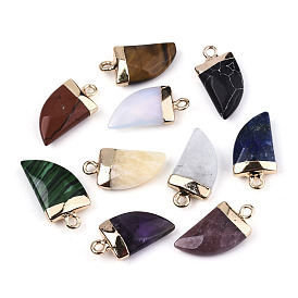 Gemstone Pendants, Top Light Gold Plated, with Iron Loop, Scabbard, Faceted