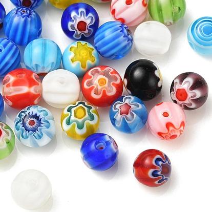 48Pcs Handmade Millefiori Glass Beads, Round