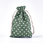 Polycotton(Polyester Cotton) Packing Pouches Drawstring Bags, Polka Dot Pattern