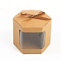 Octagon Cardboard Candy Boxes, Visible Window Gift Case with Ribbon