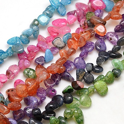 Synthetical Nuggets Crackle Agate Beads Strands, Dyed, 8~16x8~12x6~10mm, Hole: 1mm, about 59~60pcs/strand, 15~16 inch