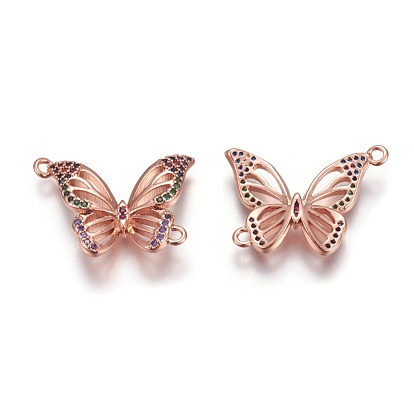 Brass Micro Pave Cubic Zirconia Links, Butterfly, Colorful