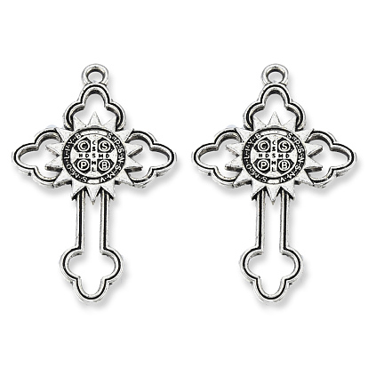 Tibetan Style Alloy Pendants, Cadmium Free & Lead Free, Cross with Cssml Ndsmd Cross God Father Religious Christianity