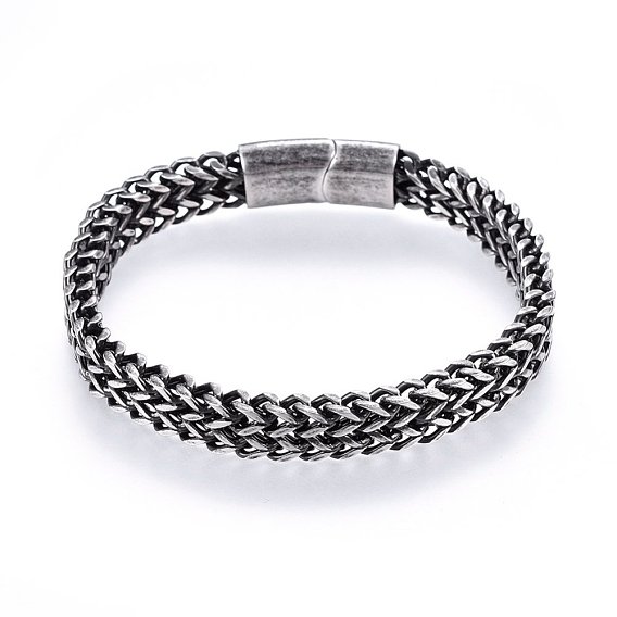 Retro 304 Stainless Steel Mesh Bracelets, with Magnetic Clasps