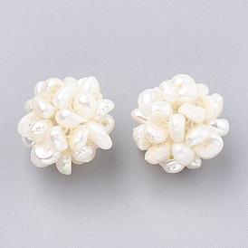 Handmade Natural Pearl Woven Beads, Ball Cluster Beads, Round