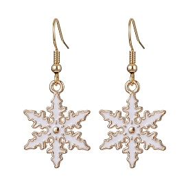 Boucles d'oreilles pendantes en forme de flocon de neige en alliage et émail, 304 bijoux en acier inoxydable pour fille femmes